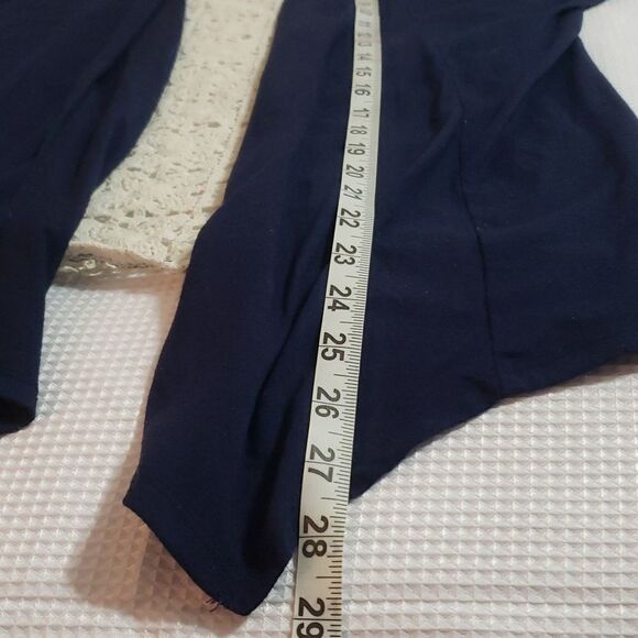 Vanity. Adorable Blue Jersey & Cream Lace Back Inset Cardigan. Size L. - Picture 4 of 9
